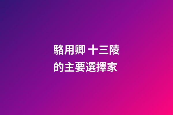 駱用卿 十三陵的主要選擇家